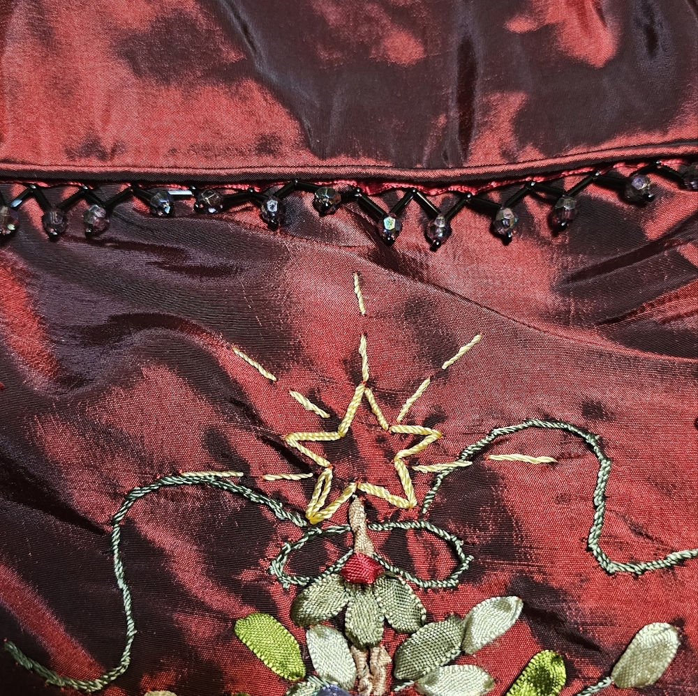 Embroidered Christmas Stocking with Tree Design - Picture 4 of 5